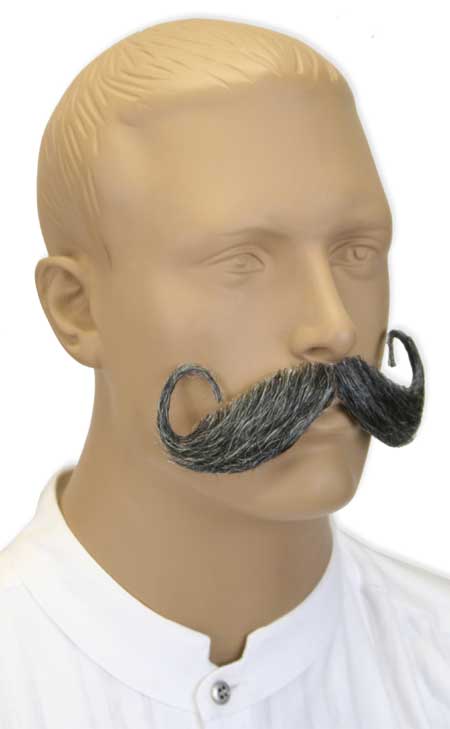  Victorian Old West Steampunk Edwardian Mens Mustaches Gray Natural |Antique Vintage Fashioned Wedding Theatrical Reenacting Costume | Adventurer Gifts for Him