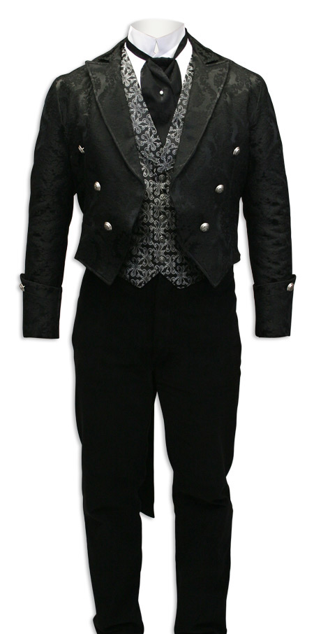 Regency Brocade Tailcoat -  Black [001906]