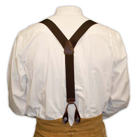  Victorian Old West Steampunk Edwardian Suspenders Brown Elastic Y-Back Braces |Antique Vintage Fashioned Wedding Theatrical Reenacting Costume | Standard Golf