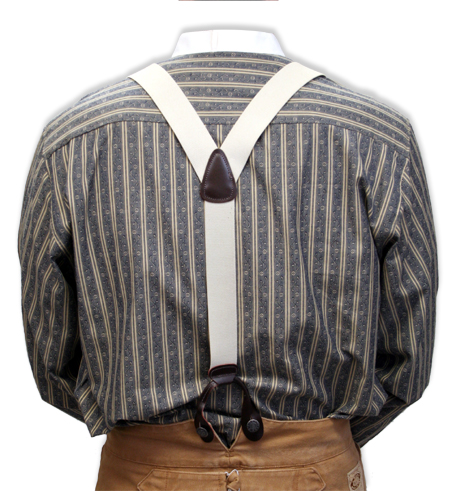  Victorian Old West Edwardian Suspenders Ivory Elastic Y-Back Braces |Antique Vintage Fashioned Wedding Theatrical Reenacting Costume | Standard Newsboy