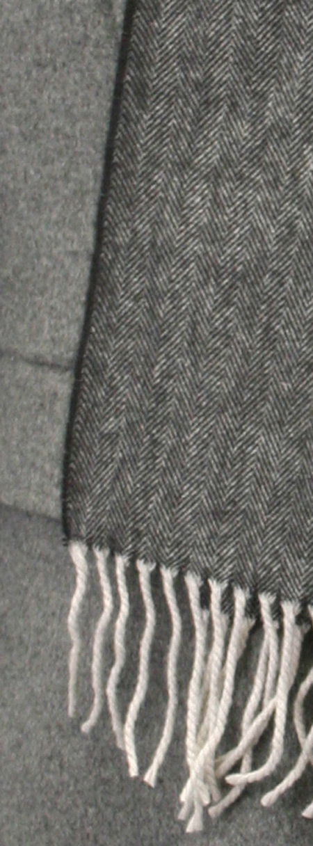 Cashmere Wool Scarf - Black Herringbone